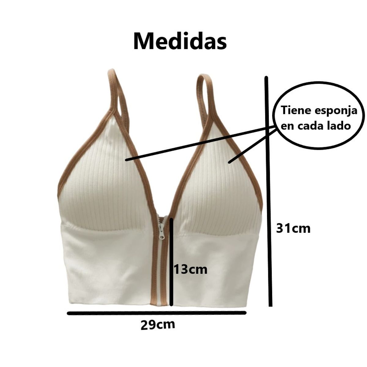 GENERICO - Sujetador Brasier tipo chaleco con cierre