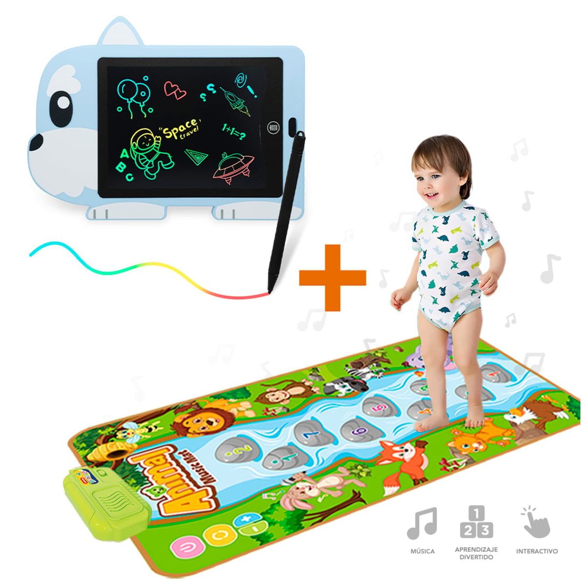KELLER - Alfombra Sensorial Musical PB4 Y Tablet Pizarra LCD CL HD2
