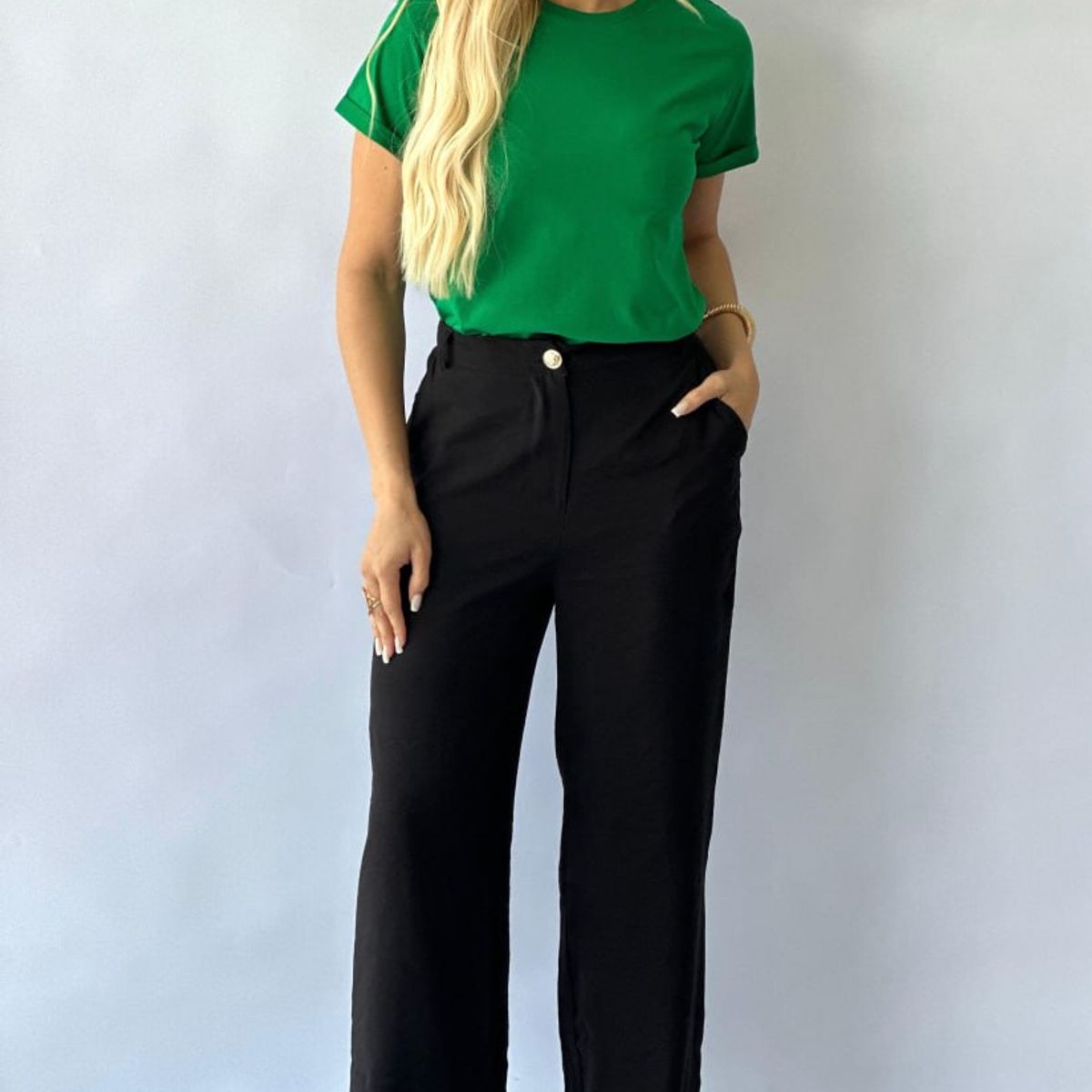 GENERICO - Polo básico manga doblada MUJER