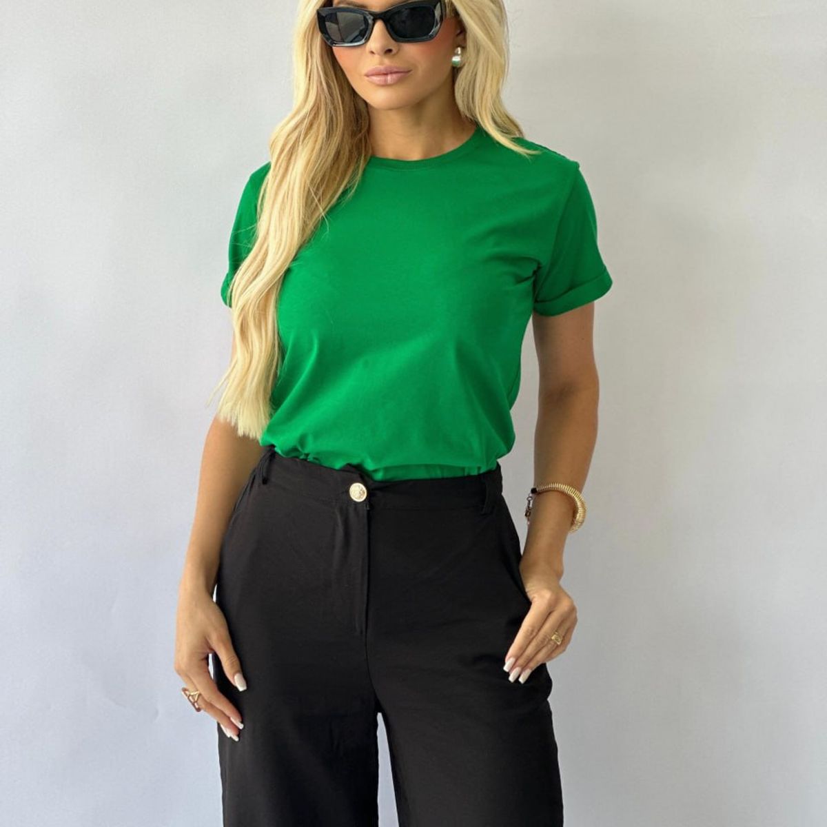 GENERICO - Polo básico manga doblada MUJER