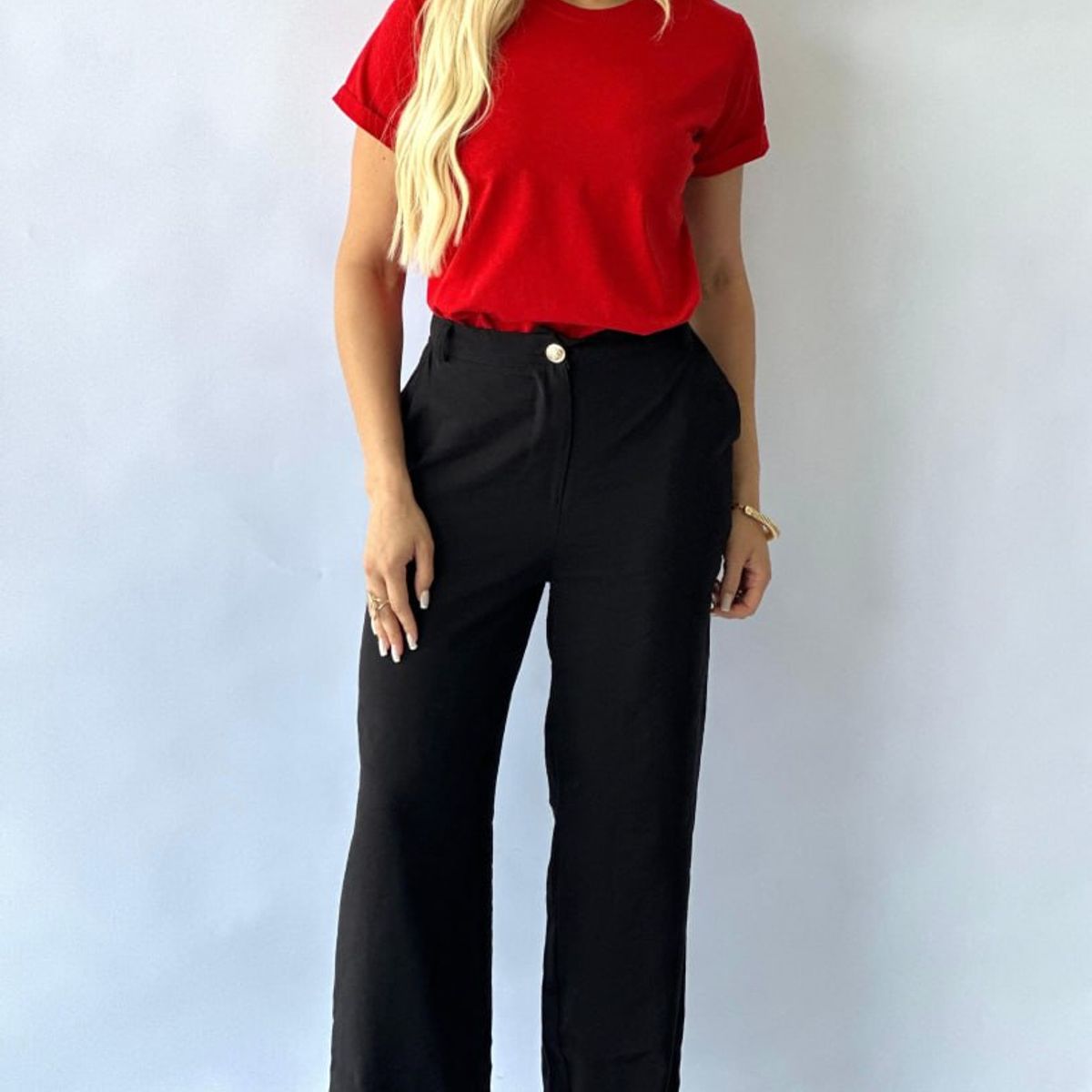 GENERICO - Polo básico manga doblada MUJER