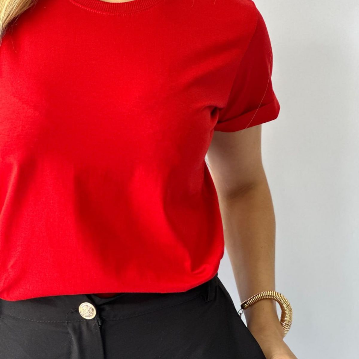 GENERICO - Polo básico manga doblada MUJER