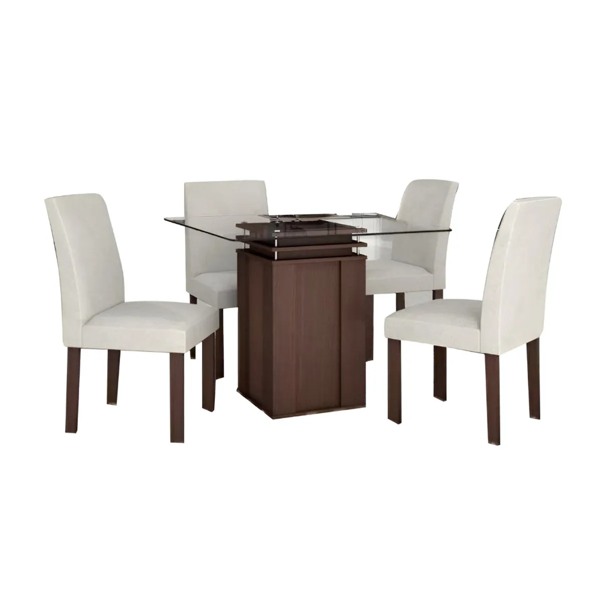 HOGAR & SPACIOS - HYS COMEDOR 4 SILLAS CHAMPAGNE BEIGE