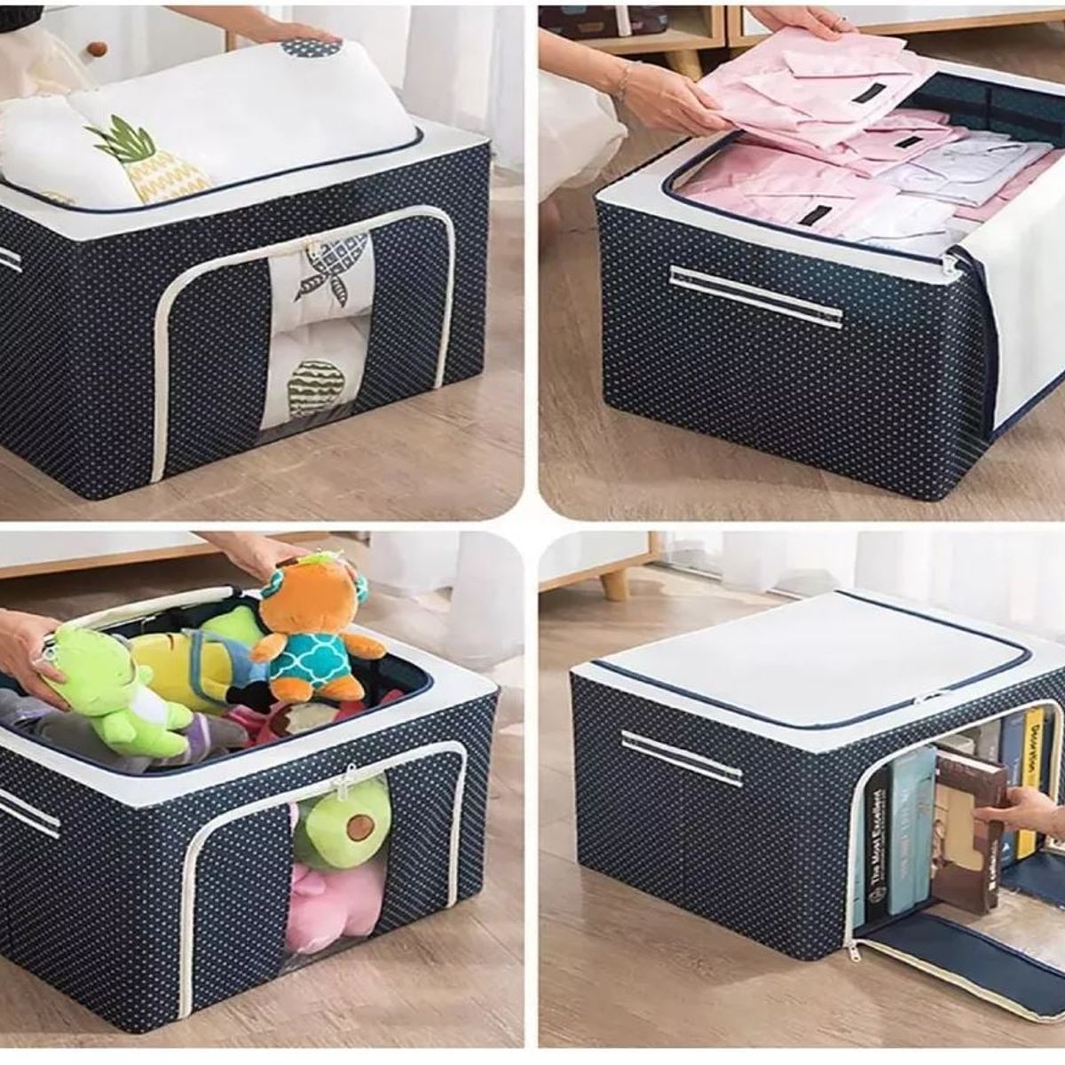 GENERICO - 4pzs Cajas Plegable con Tapa para Ropa y Artículos del Hogar