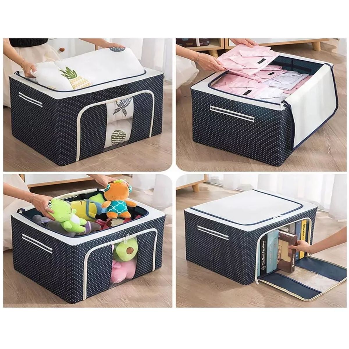 GENERICO - 4pzs Cajas Plegable con Tapa para Ropa y Artículos del Hogar