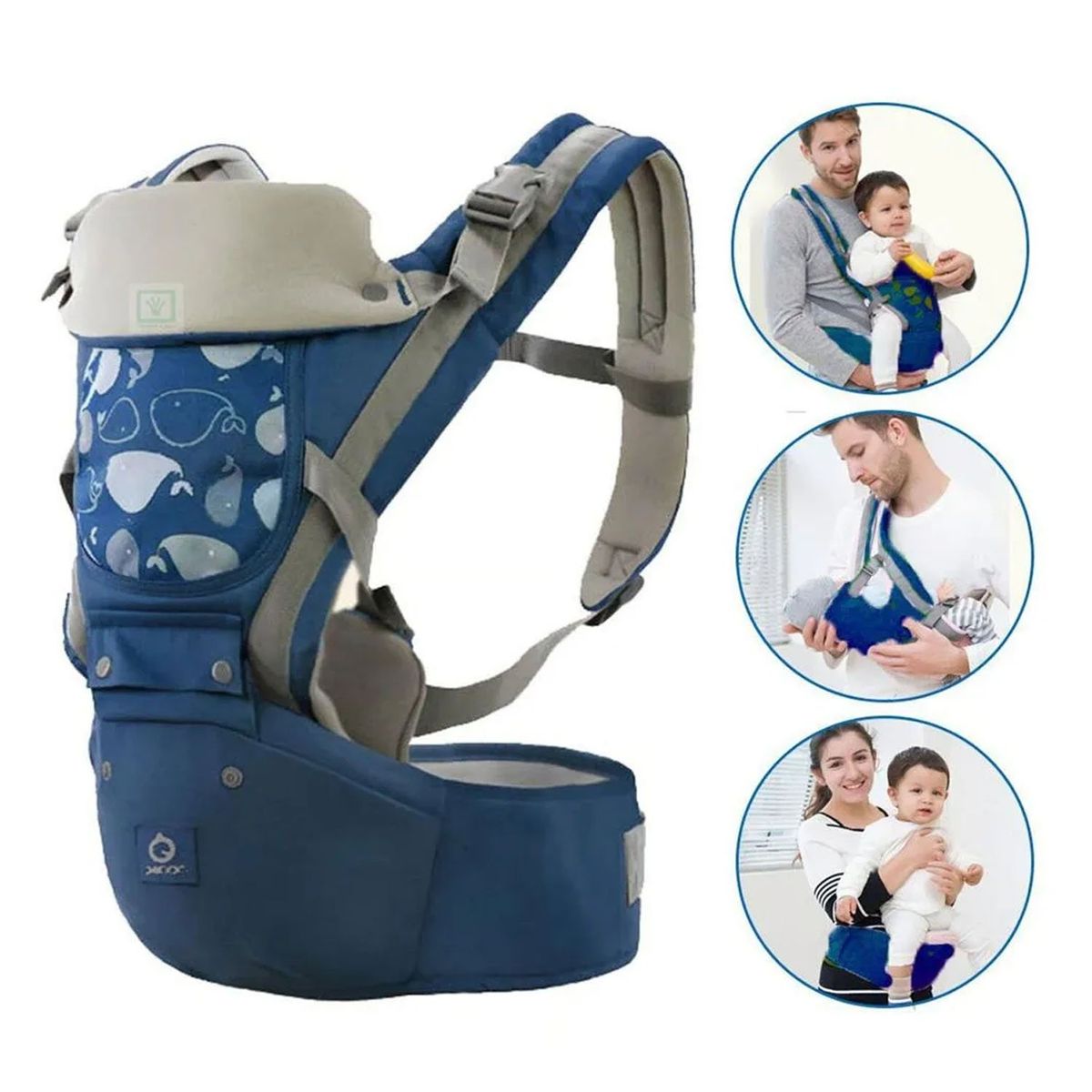 GENERICO - Canguro Para Bebé Ergonómico Ballena 3 en 1 Azul