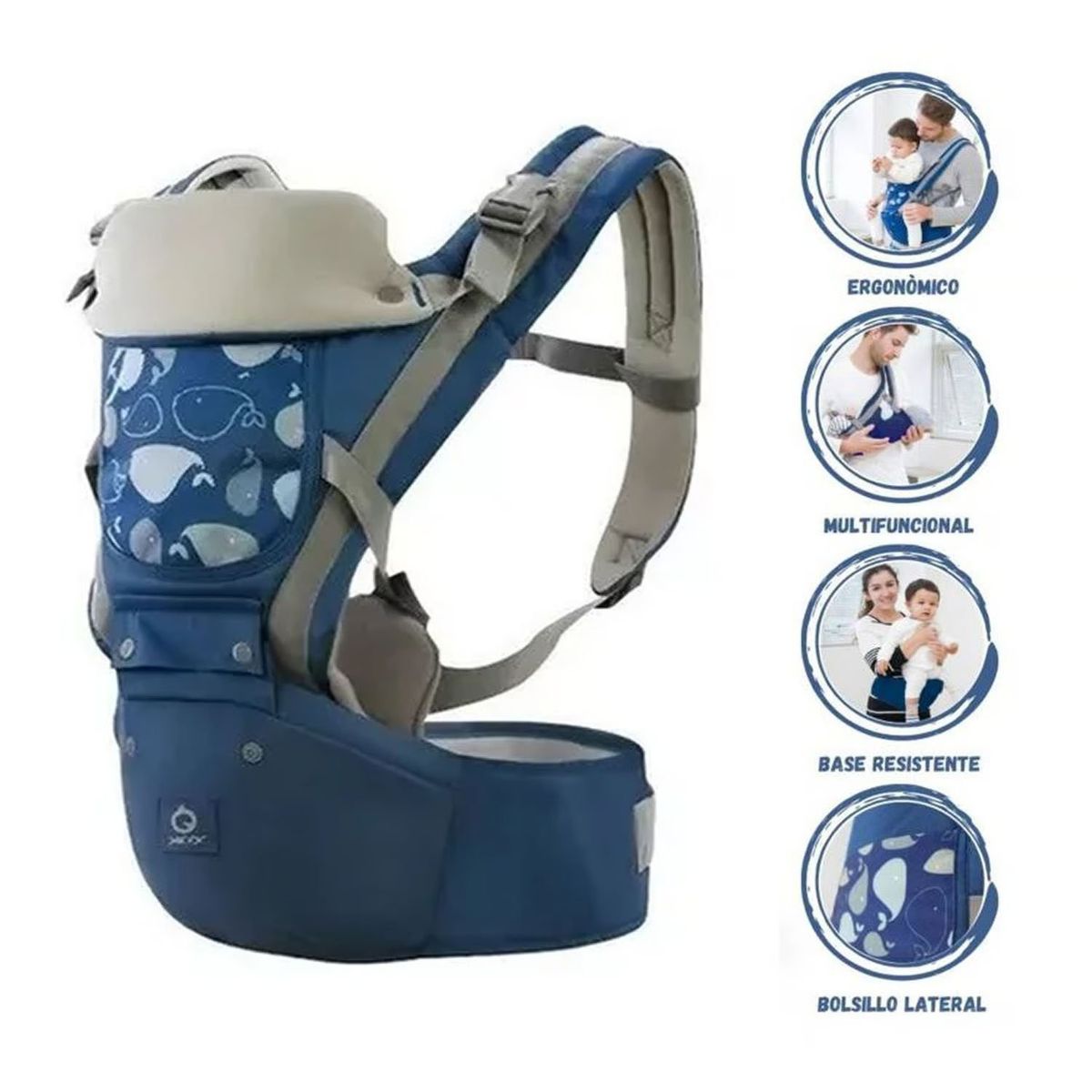 GENERICO - Canguro Para Bebé Ergonómico Ballena 3 en 1 Azul