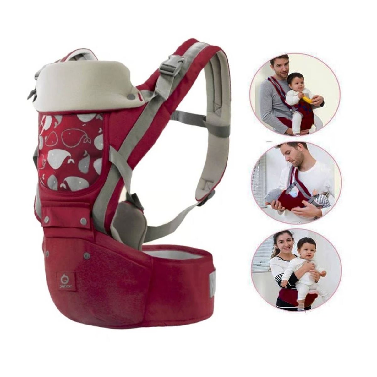 GENERICO - Canguro Para Bebé Ergonómico Ballena 3 en 1 Rojo
