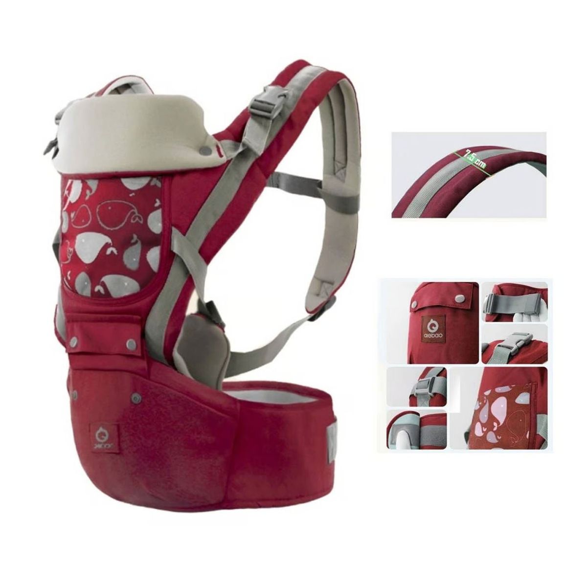 GENERICO - Canguro Para Bebé Ergonómico Ballena 3 en 1 Rojo