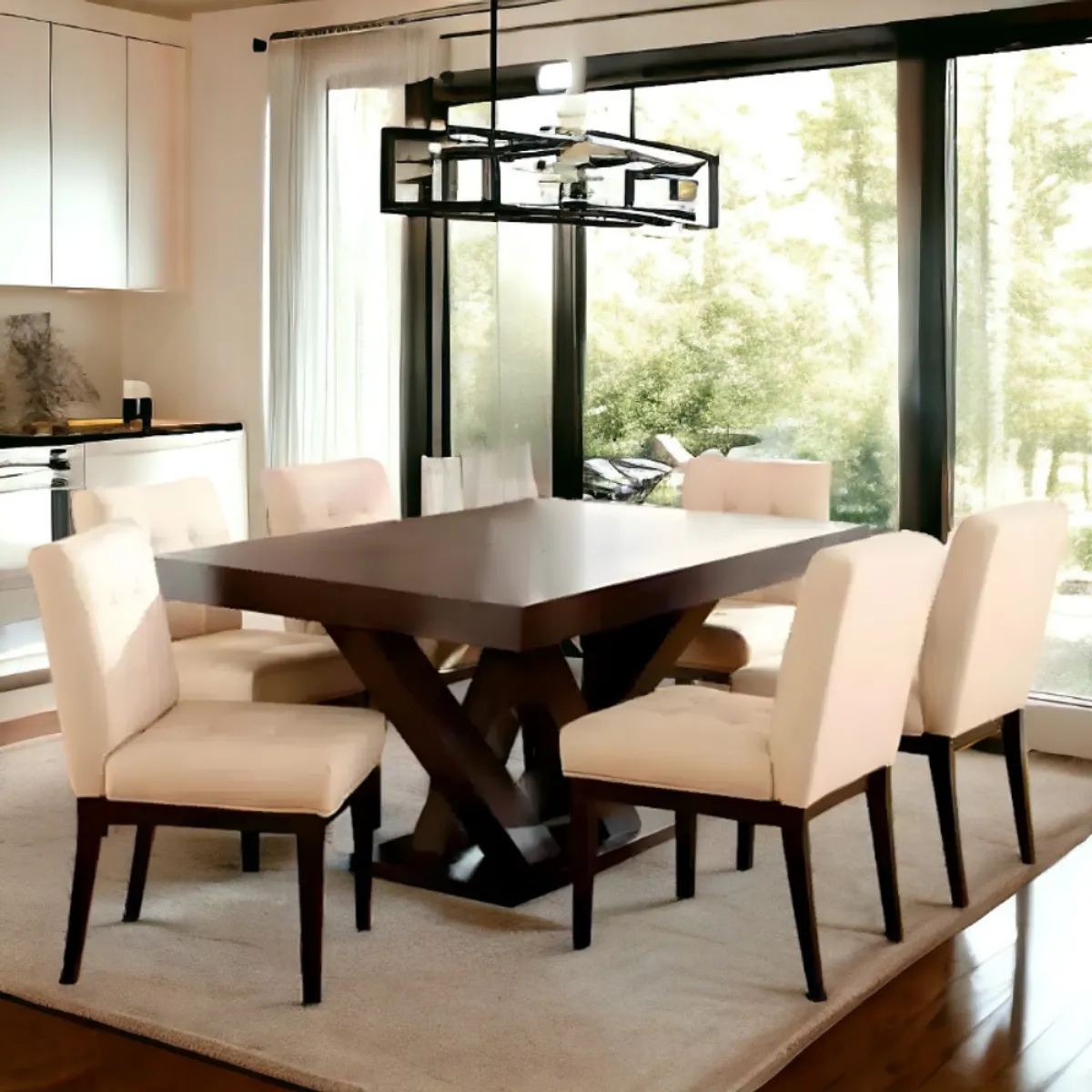 HOGAR & SPACIOS - HYS COMEDOR 6 SILLAS CATALINA MARRON OSCURO