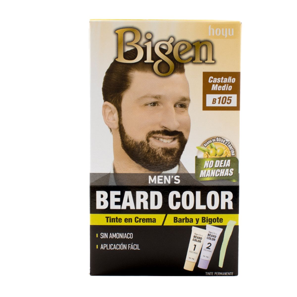 BIGEN - Tinte para barba y bigote en crema Bigen Mens Beard Color 105 Castaño medio