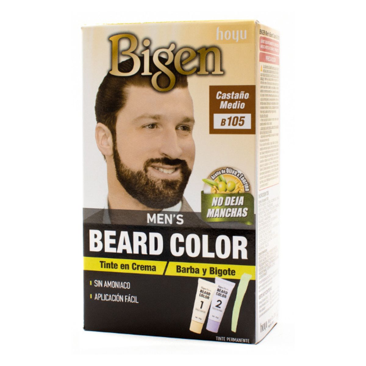 BIGEN - Tinte para barba y bigote en crema Bigen Mens Beard Color 105 Castaño medio