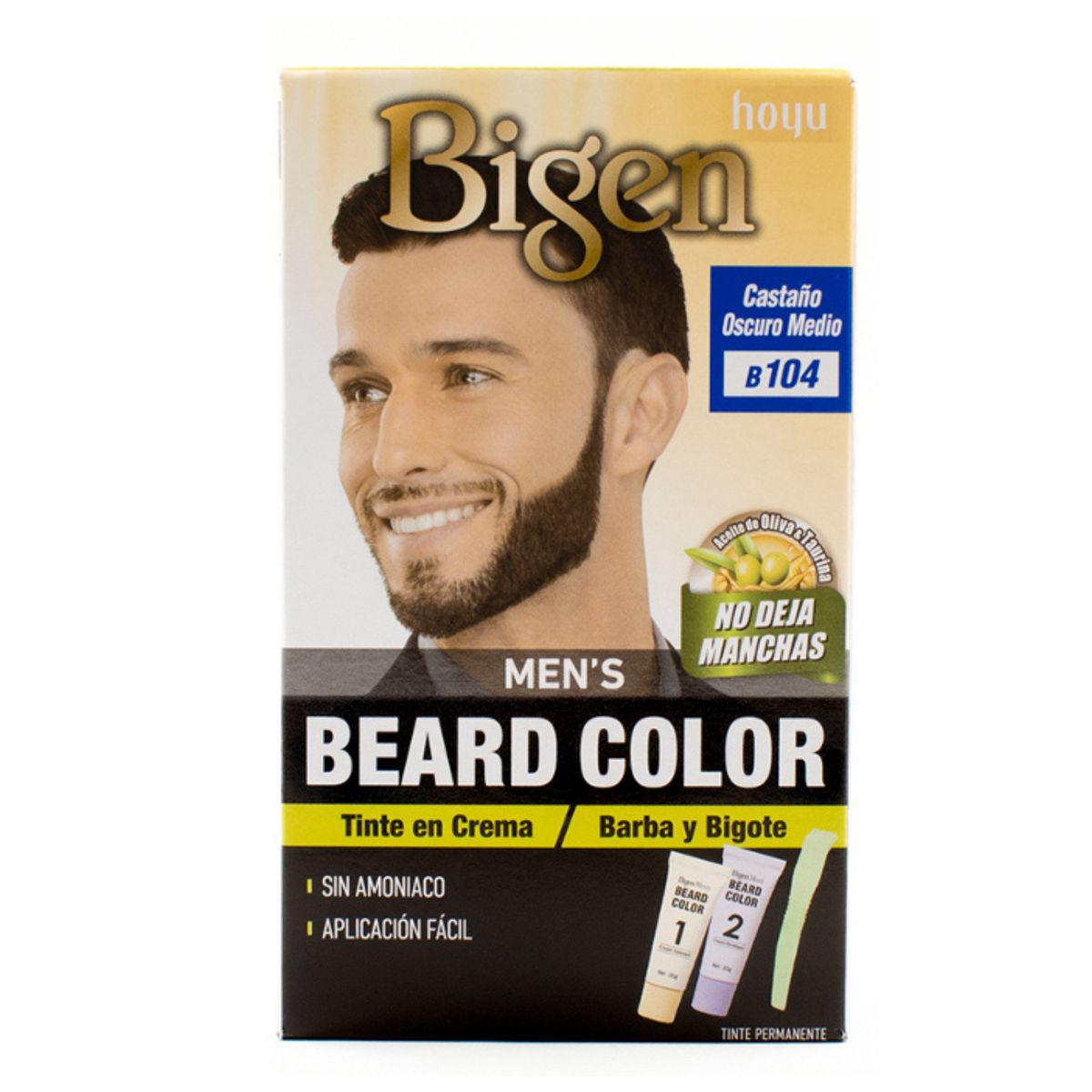 BIGEN - Tinte para barba y Bigote en crema Bigen Mens Beard Color 104 Castaño Oscuro Medio