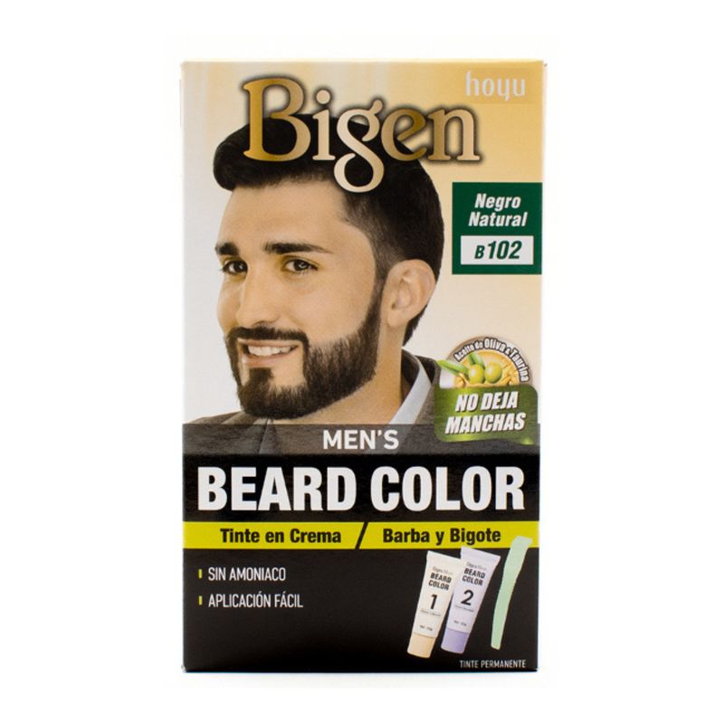 BIGEN - Tinte para barba y bigote en crema Bigen Mens Beard Color 102 Negro Natural