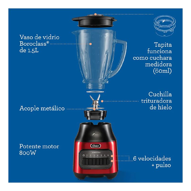 OSTER - Licuadora Oster® 1.5L con 6 Velocidades BLSTPEG-CPB