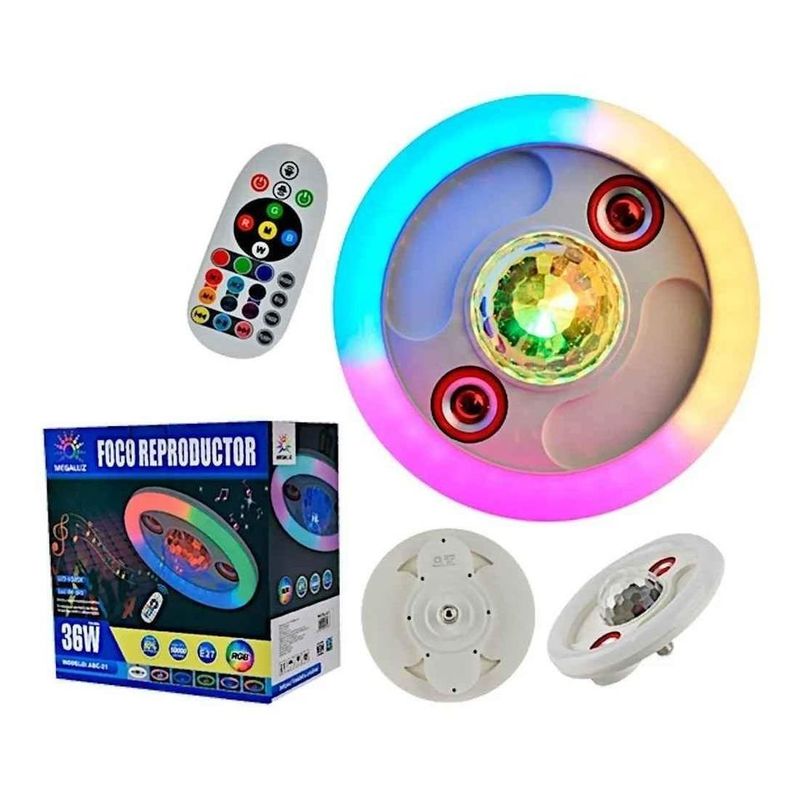 GENERICO - Foco parlante de fiesta con luces RGB de 36W