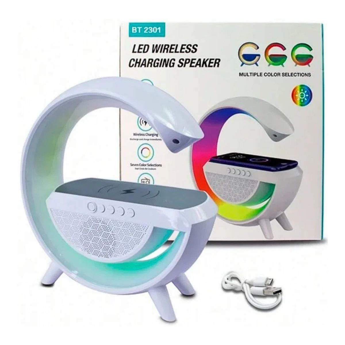 GENERICO - Lampara con alarma cargador inalámbrico Luz RGB