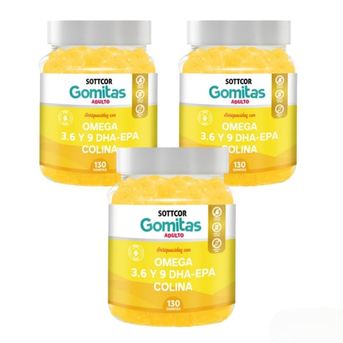 GENERICO - OMEGA PARA ADULTOS GOMITAS SOTTCOR 100GR NARANJA x 3
