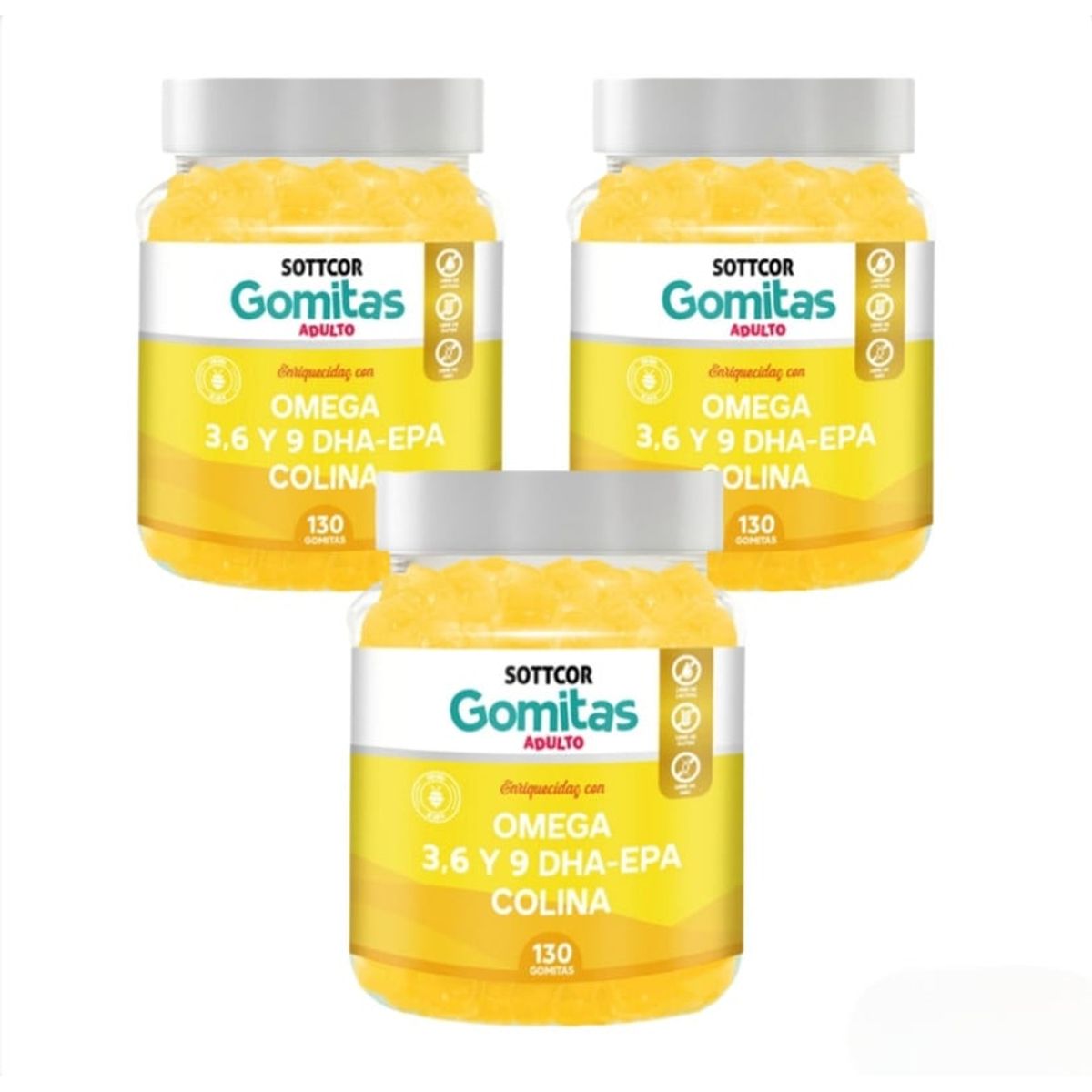 GENERICO - OMEGA PARA ADULTOS GOMITAS SOTTCOR 100GR NARANJA x 3