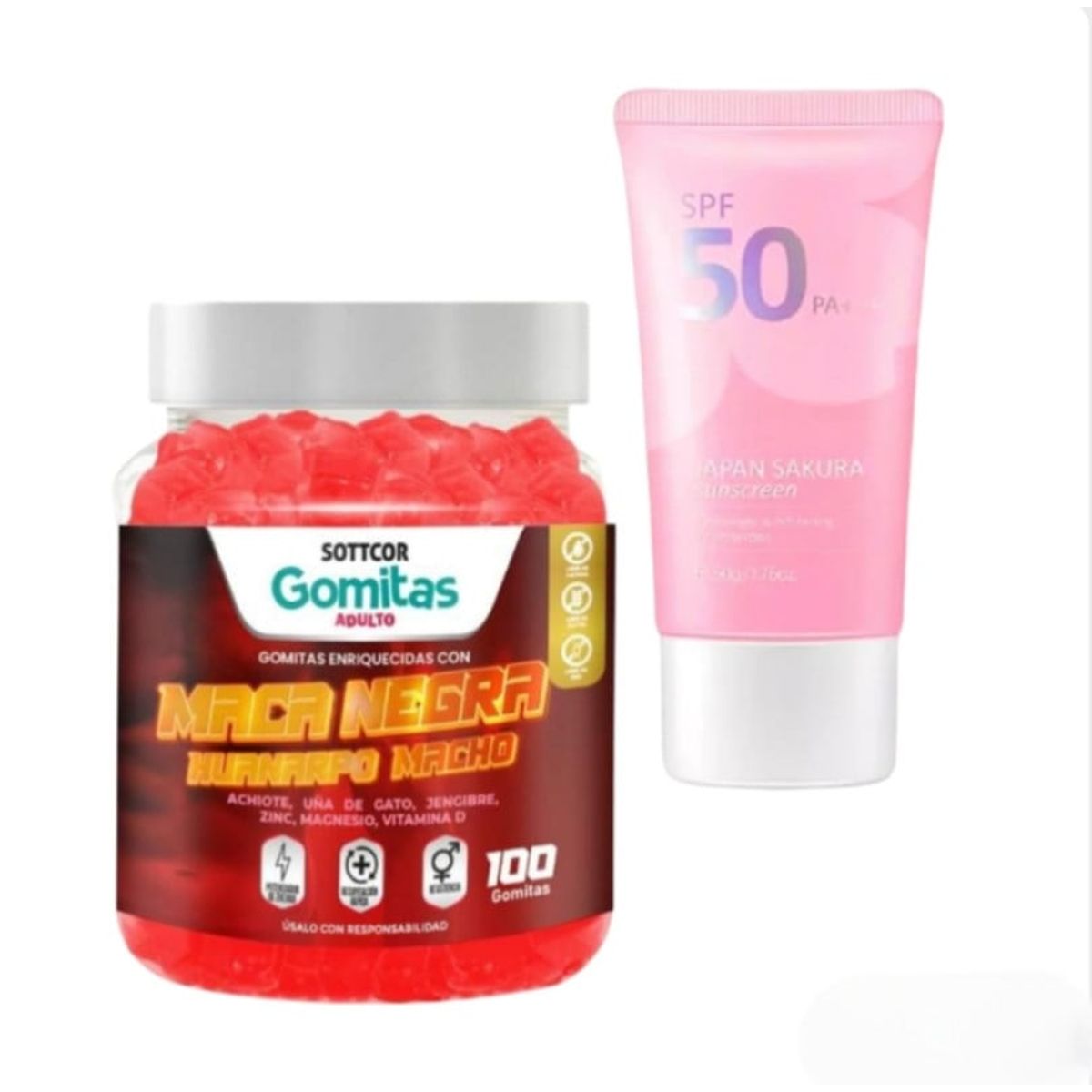 GENERICO - MACA NEGRA HUANARPO MACHO GOMITAS + REGALO BLOQUEADOR JAPAN SAKURA