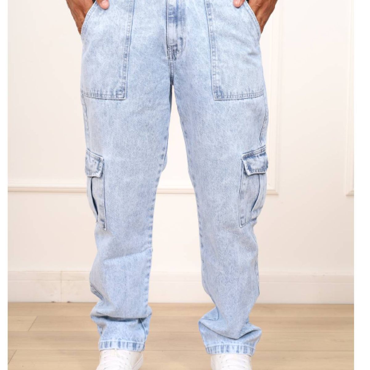 DM DEXMEN - Pantalón Dexmen Jean Cargo Celeste Claro