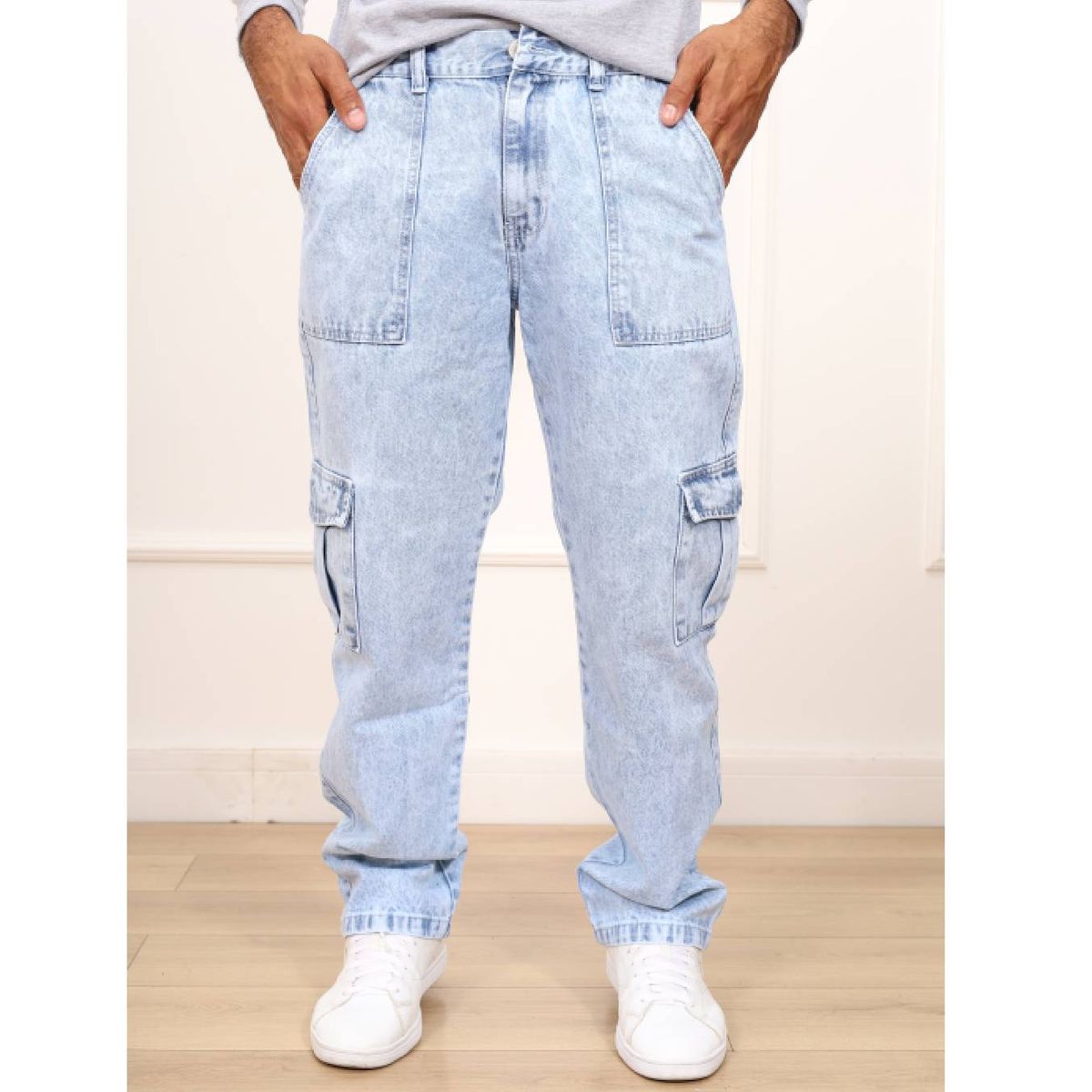 DM DEXMEN - Pantalón Dexmen Jean Cargo Celeste Claro