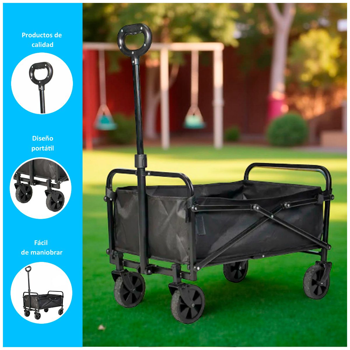 GENERICO - Carrito plegable compras y camping con tabla 90 x 57 (73-96) cm