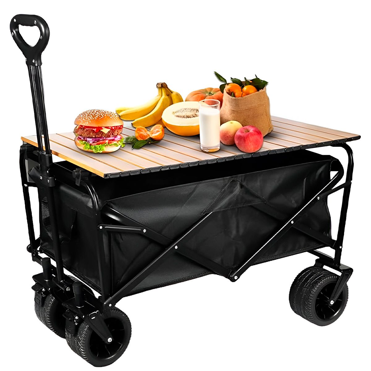 GENERICO - Carrito plegable compras y camping con tabla 76 x 49 (63-86) cm