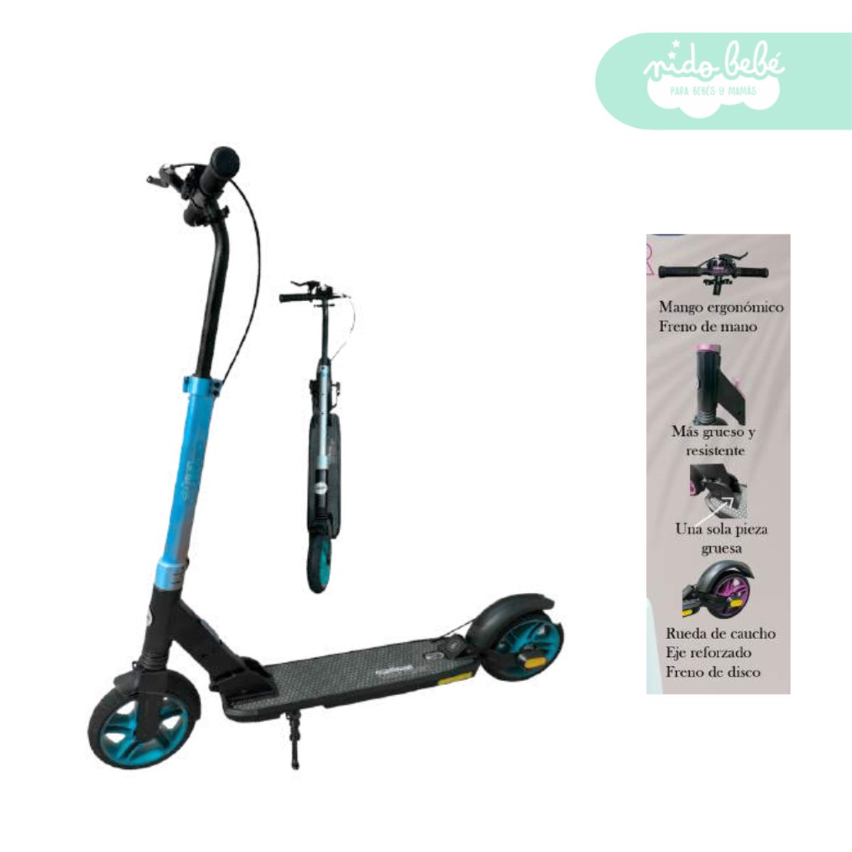 GENERICO - Scooter Lineal para niños Plegable Celeste