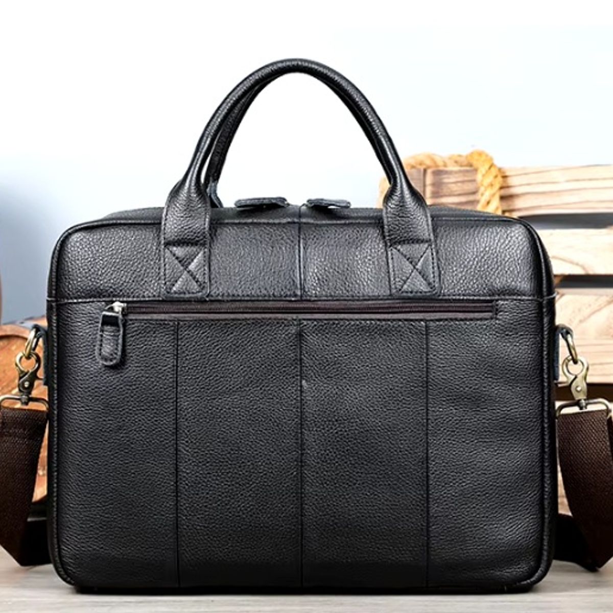 GENERICO - Morral Maletin de Cuero Genuino Patmos 7212 Hombres