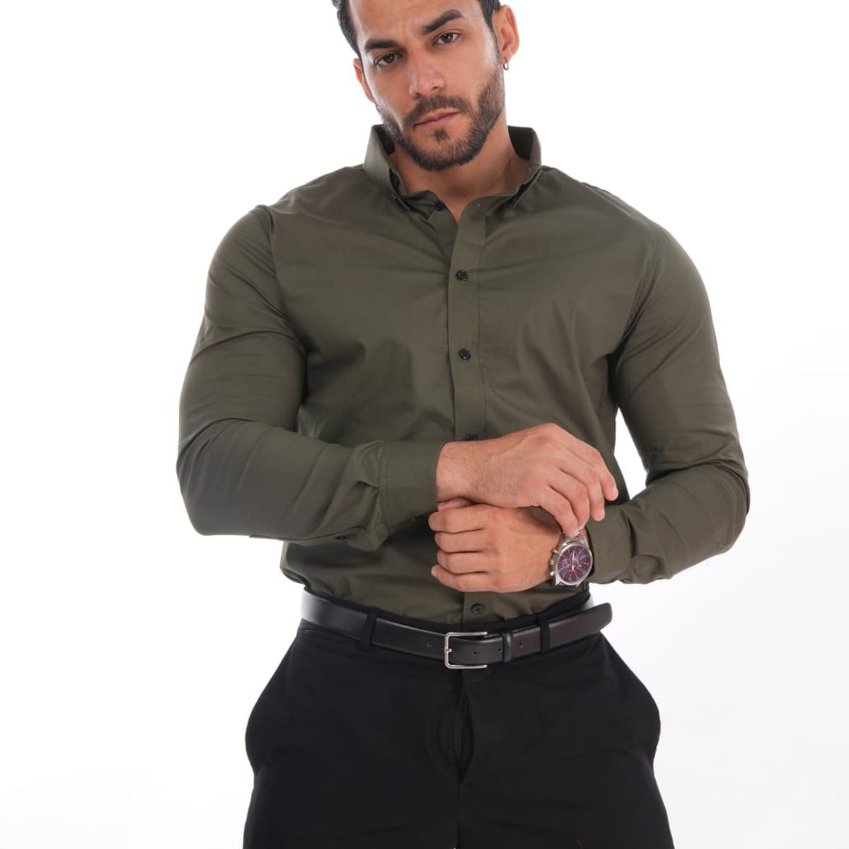 MEHIVIC - CAMISAS CUELLO CAMISERO SLIM FIT COLOR ENTERO
