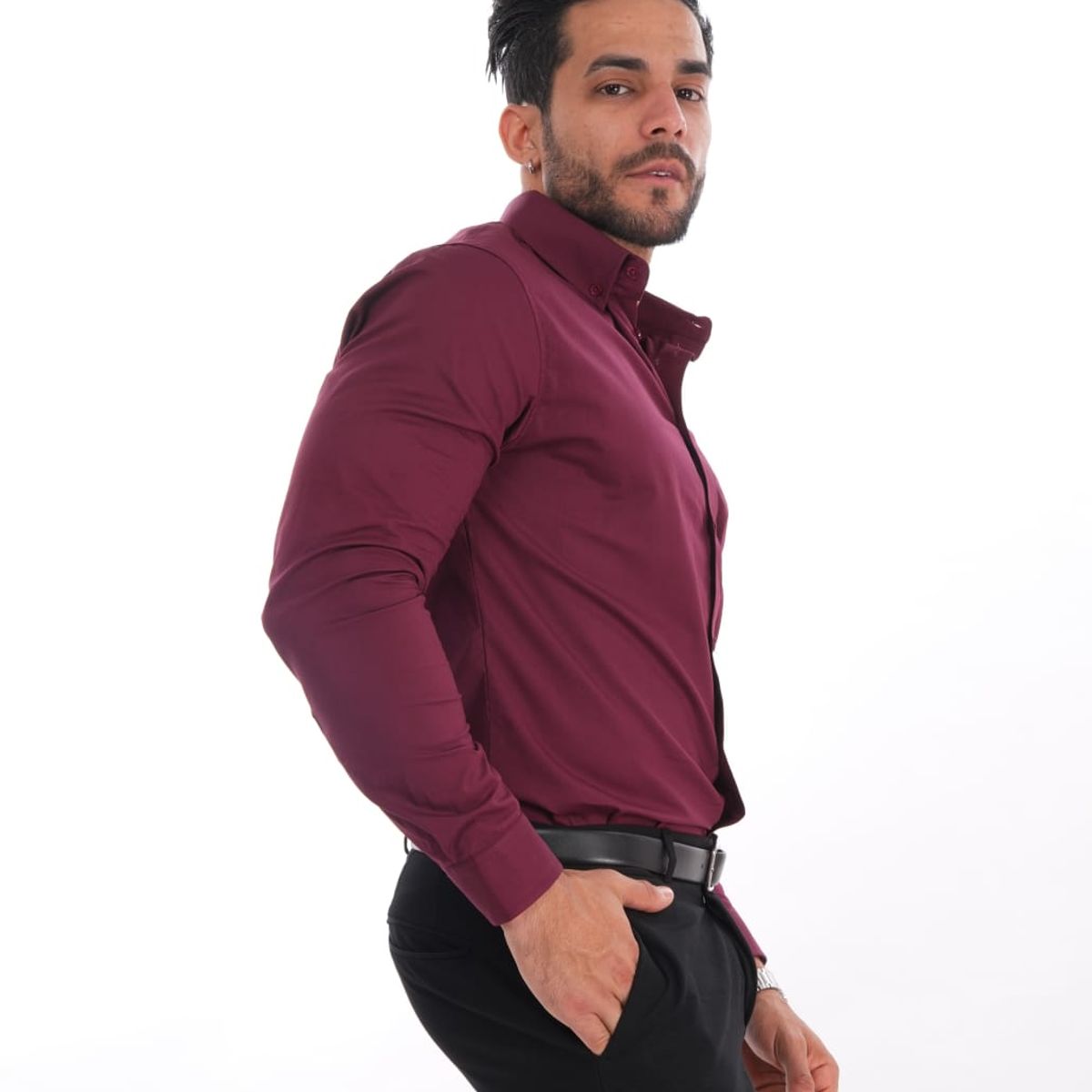 MEHIVIC - CAMISAS CUELLO CAMISERO SLIM FIT COLOR ENTERO