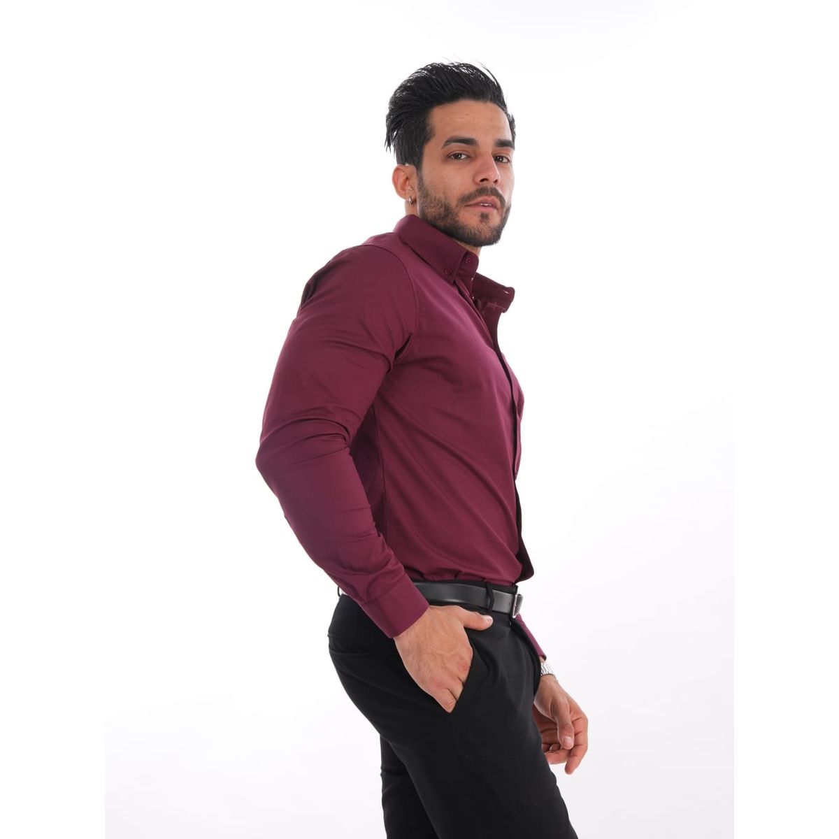 MEHIVIC - CAMISAS CUELLO CAMISERO SLIM FIT COLOR ENTERO