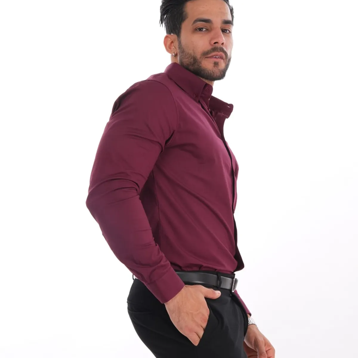 MEHIVIC - CAMISAS CUELLO CAMISERO SLIM FIT COLOR ENTERO