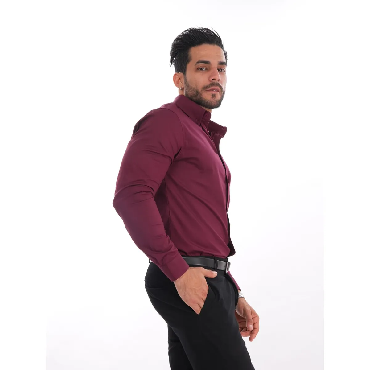 MEHIVIC - CAMISAS CUELLO CAMISERO SLIM FIT COLOR ENTERO