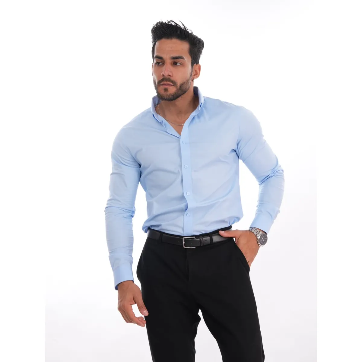 MEHIVIC - CAMISAS CUELLO CAMISERO SLIM FIT COLOR ENTERO