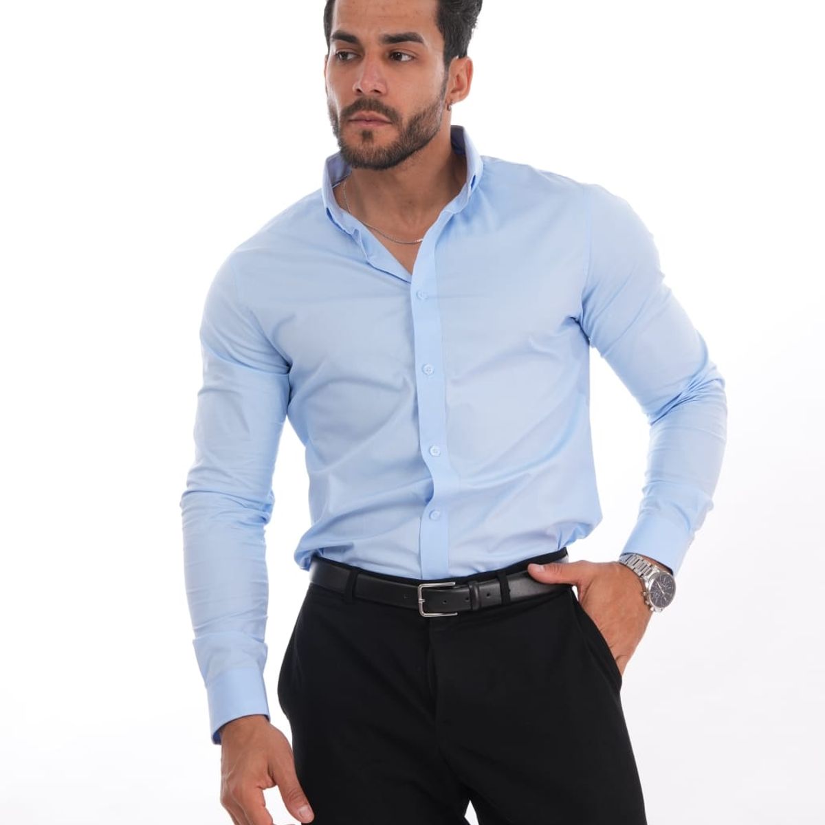 MEHIVIC - CAMISAS CUELLO CAMISERO SLIM FIT COLOR ENTERO