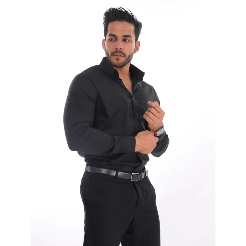 MEHIVIC - CAMISAS CUELLO CAMISERO SLIM FIT COLOR ENTERO