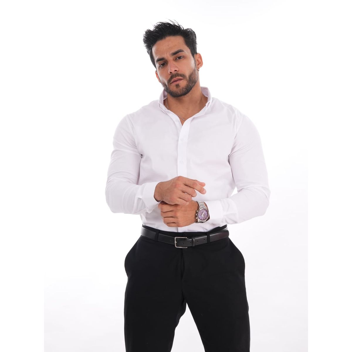 MEHIVIC - CAMISAS CUELLO CAMISERO SLIM FIT COLOR ENTERO