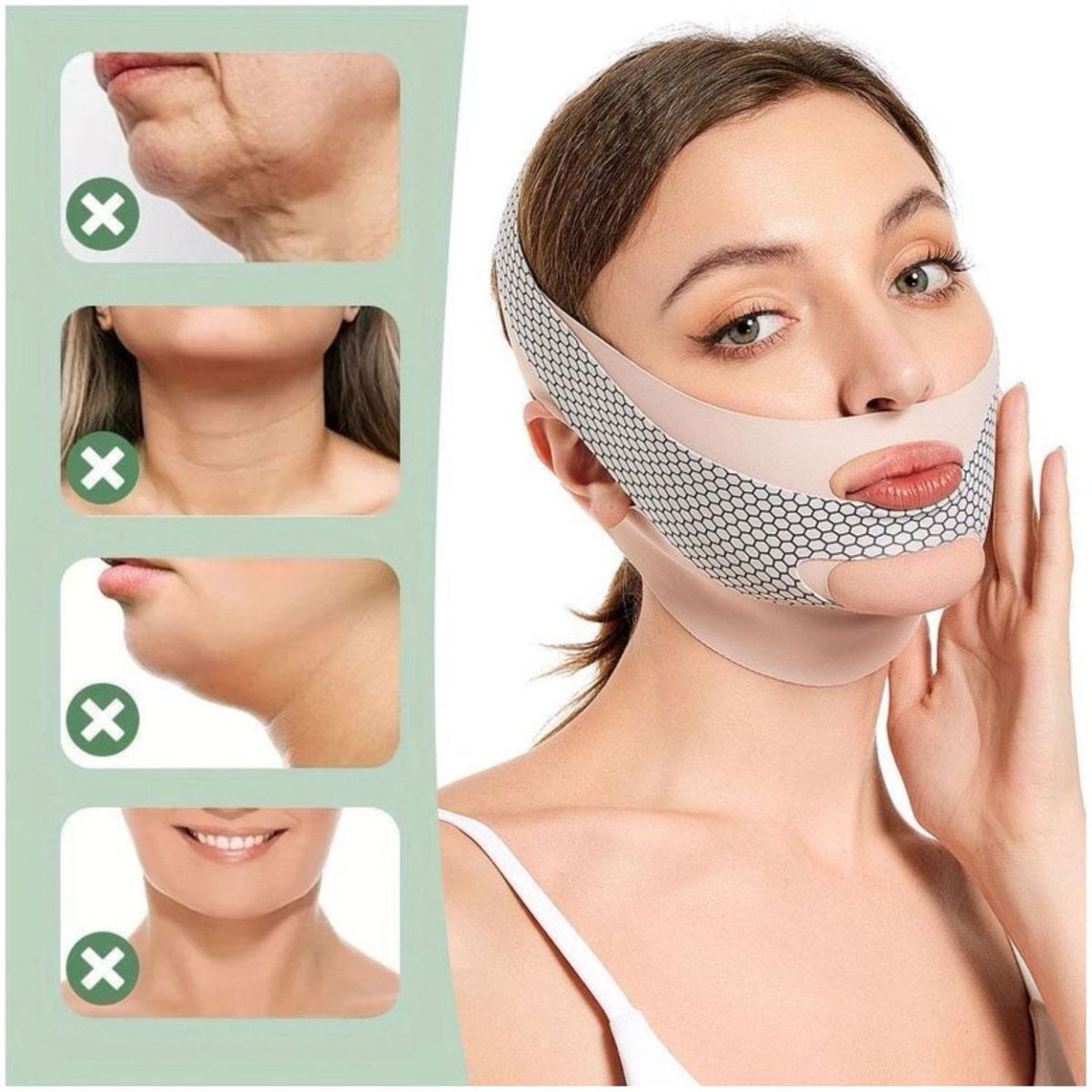 BEAUTIFUL - Faja Doble Facial Elevacion de Linea V Adelgazador de Papada 2 en 1