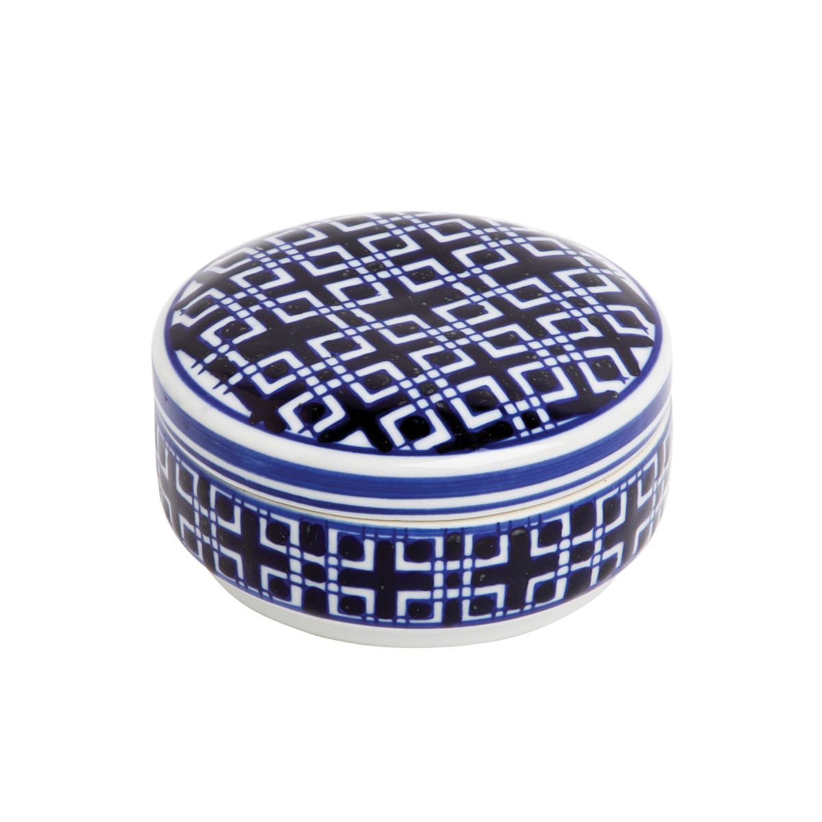 GENERICO - Caja decorativa redonda adorno de cerámica con tapa de 13 cms de diámetro