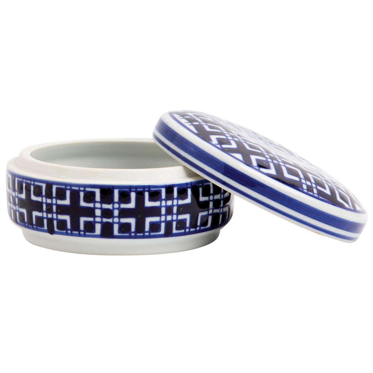 GENERICO - Caja decorativa redonda adorno de cerámica con tapa de 13 cms de diámetro