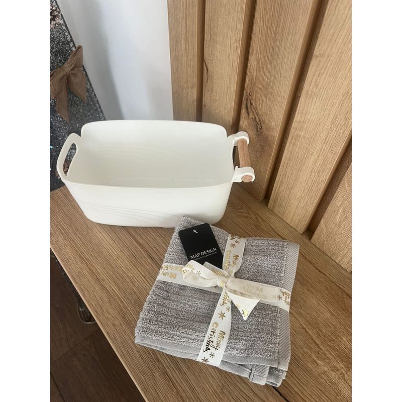 MAP DESIGN HOME - Organizador de Baño con 3 Toallas de Mano - Kit de Organización   27x15x13 cm