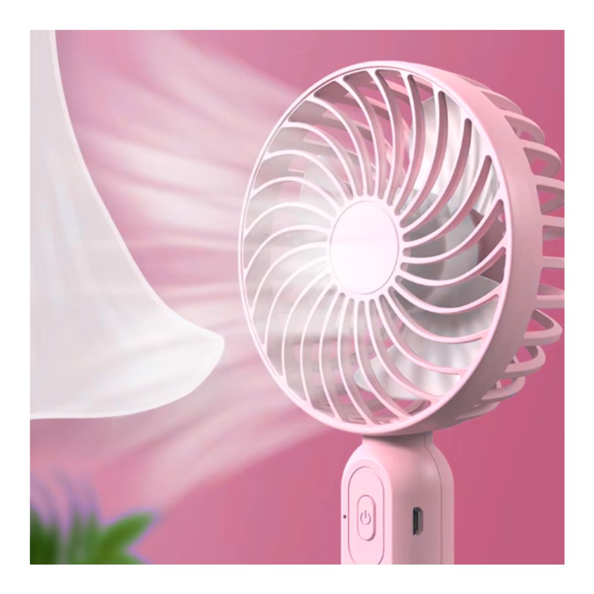 GENERICO - Mini ventilador portatil con base ventilador recargable rosado