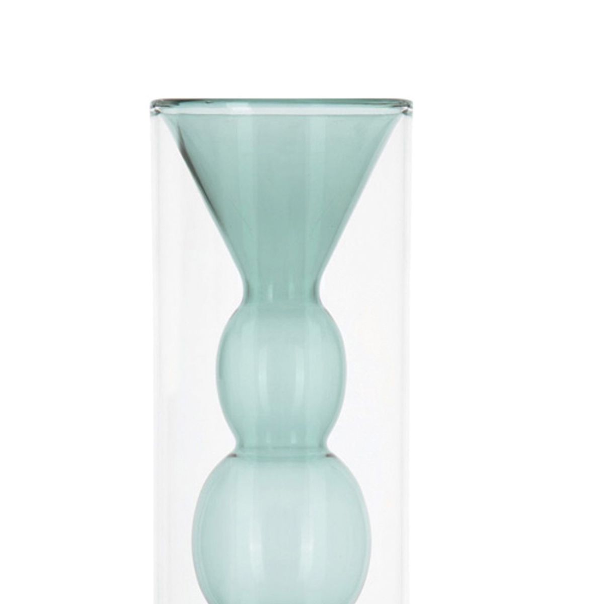 LUCIA DECORACION & REGALOS - Florero de vidrio con diseño interior en 2 tonos transparente y y verde