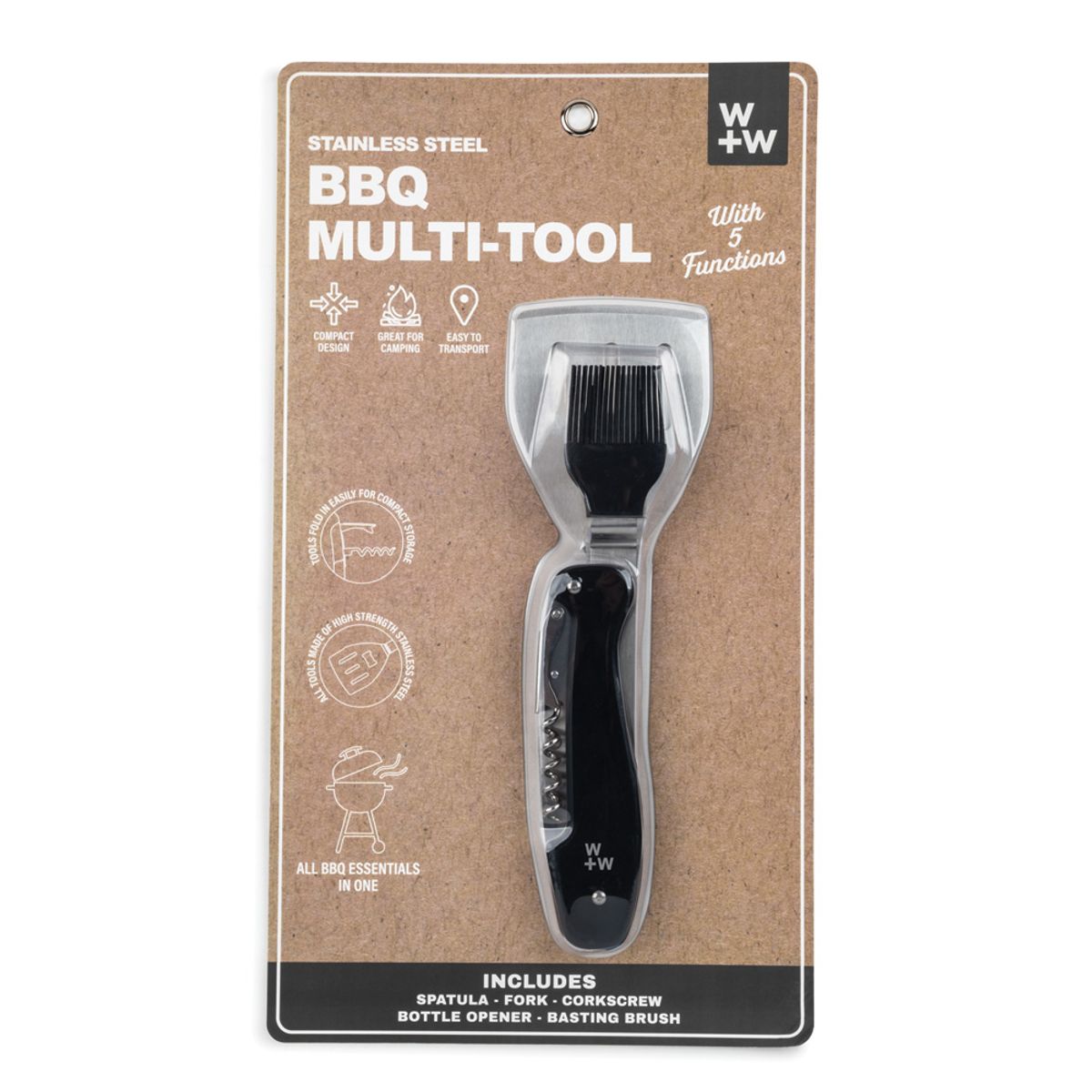 GENERICO - Herramientas multiuso para la parrilla en acero inoxidable