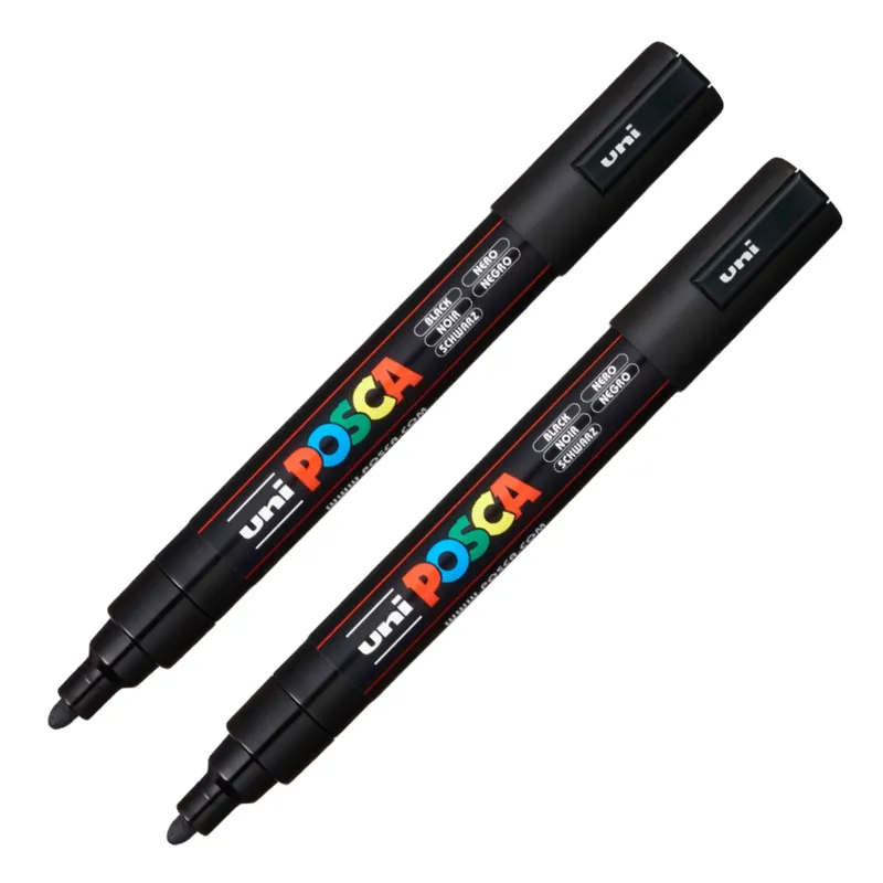 POSCA - POSCA Marcador PC-5M Negro Pack x 2