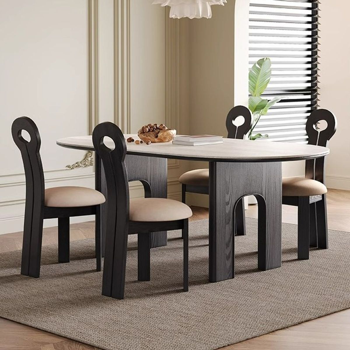 GENERICO - Juego de Comedor Latti 6 Sillas - Marrón y Beige