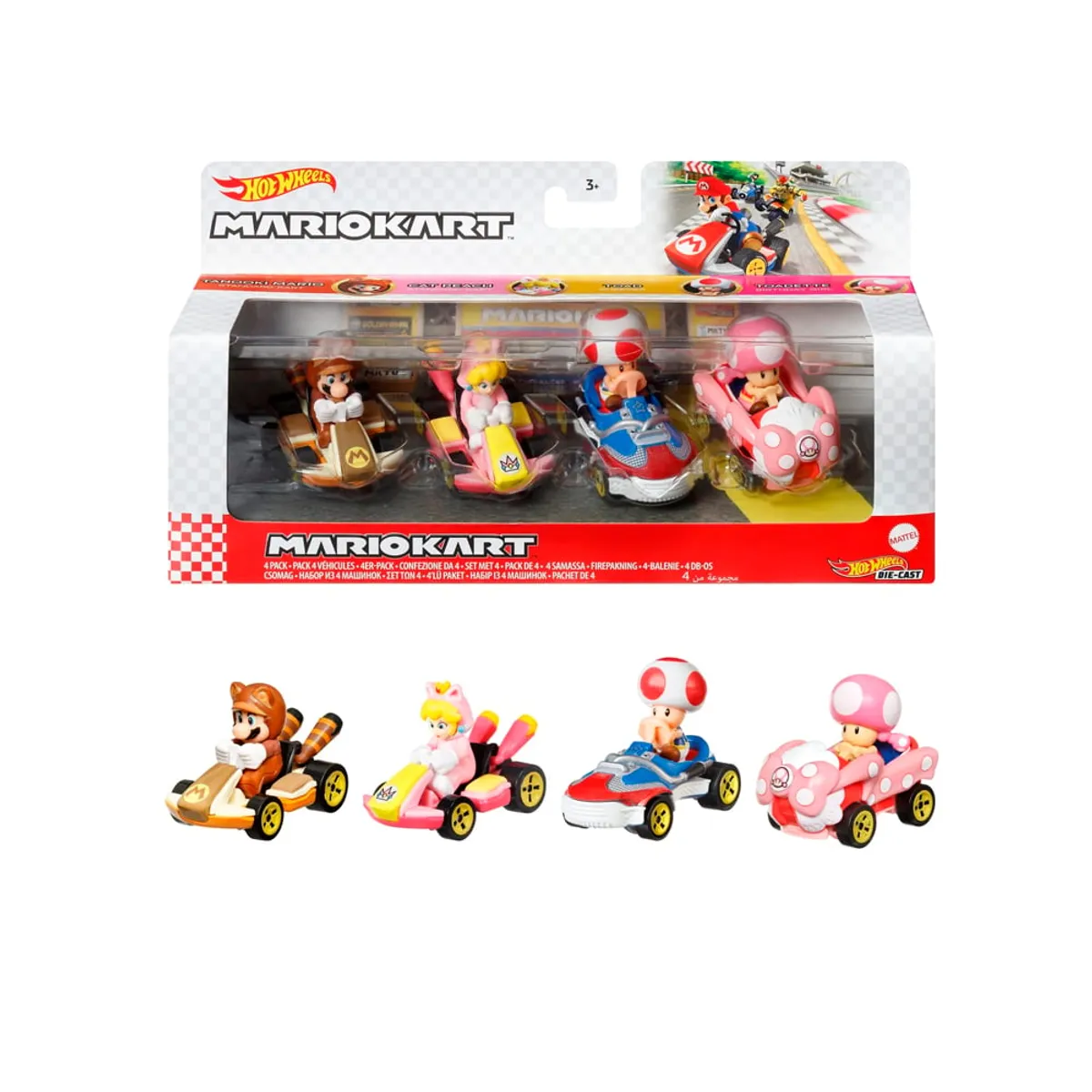 HOT WHEELS - Hot Wheels Mario Kart Pack 4 Vehiculos Modelo H