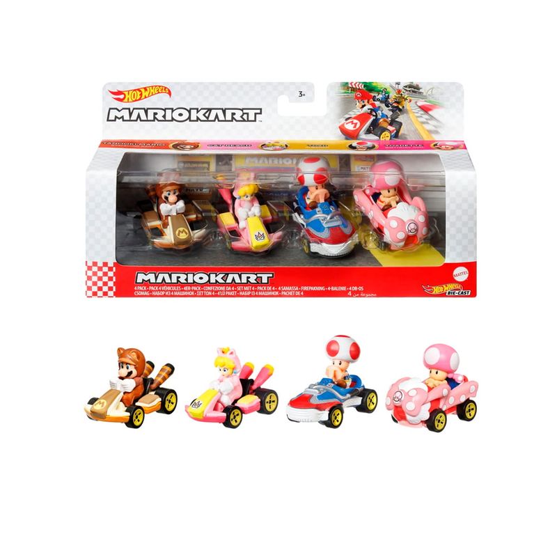 HOT WHEELS - Hot Wheels Mario Kart Pack 4 Vehiculos Modelo H